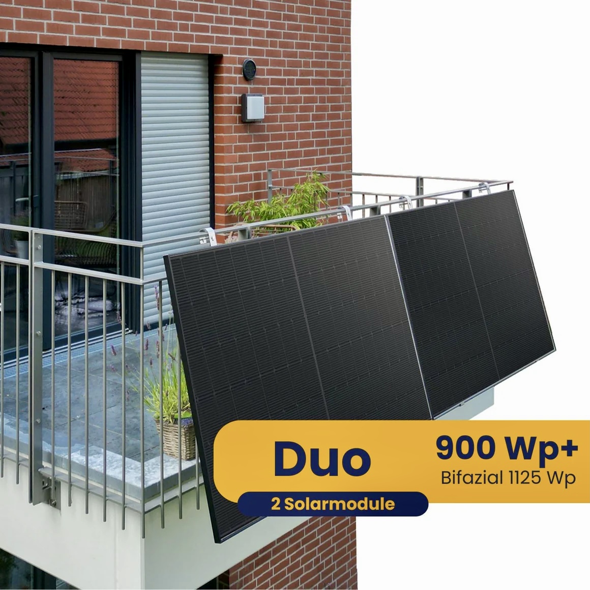 Bestes Balkonkraftwerk: Kleines Kraftwerk Duo Gitterbalkon Komplettpaket (900Wp+) Bifazial