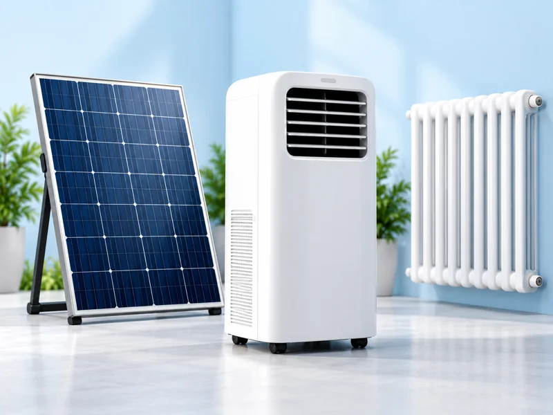 Solarpanel, Klimagerät und Heizkörper
