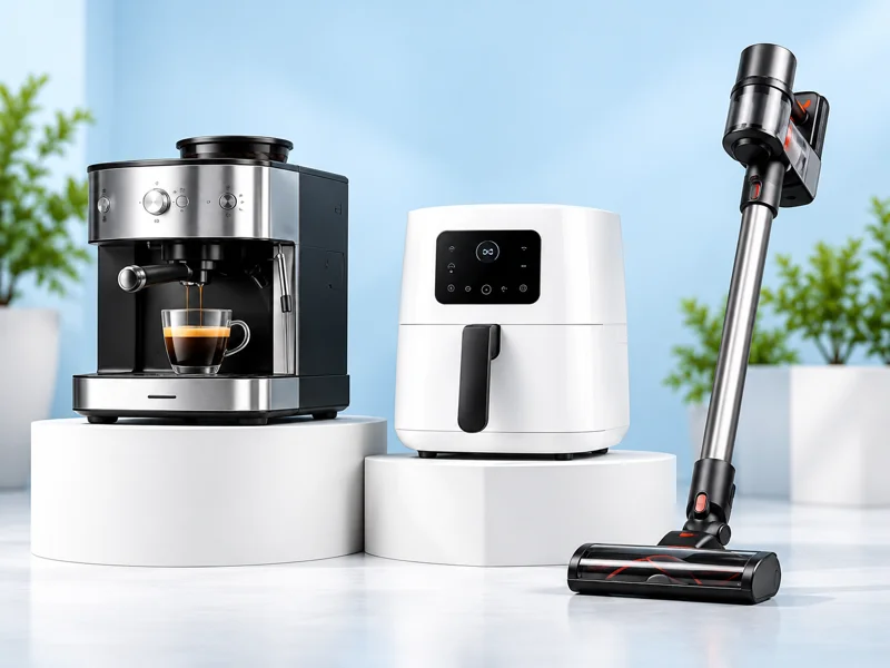 Kaffeemaschine, Heißluftfritteuse und Akkusauger