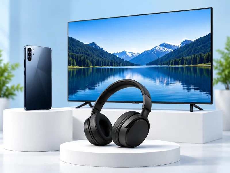 Smartphone, Fernseher und Kopfhörer