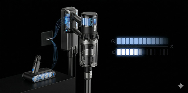 Akkusauger in Ladestation