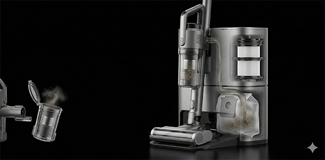 Automatische Absaugstation für Akkusauger