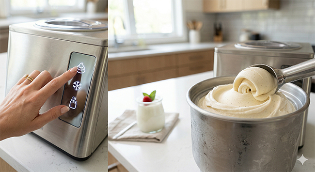 Cremiges Eis aus der Eismaschine