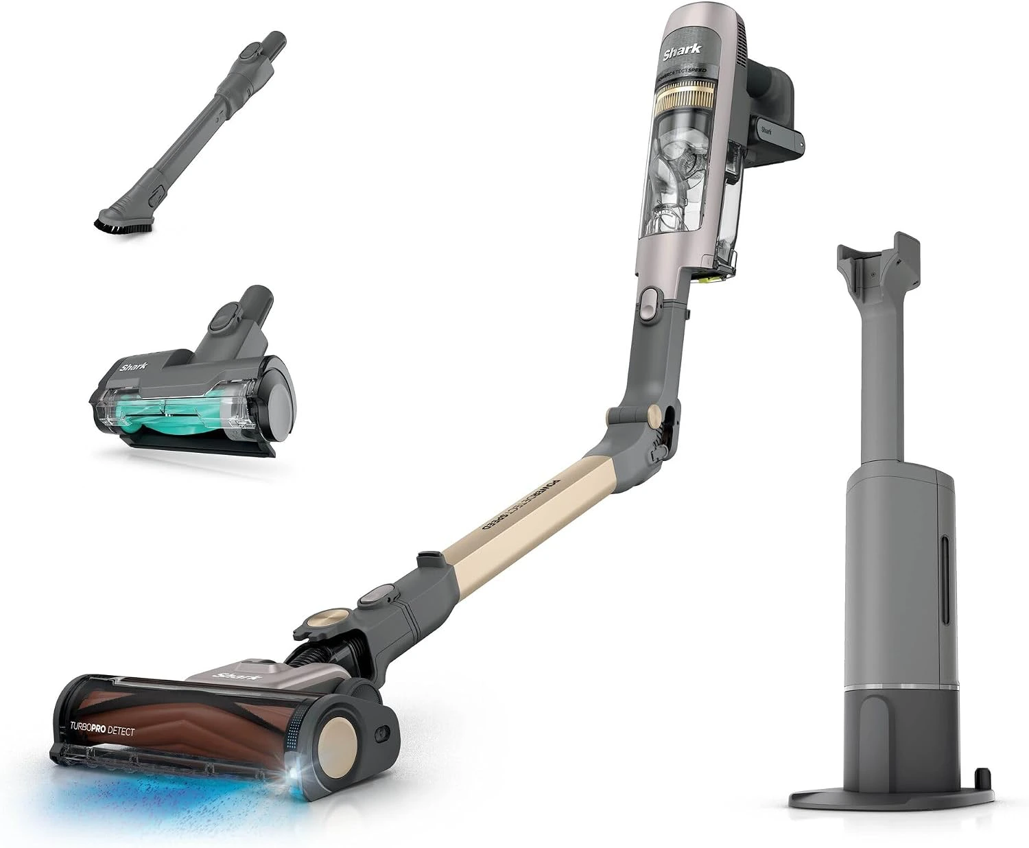 Shark PowerDetect Speed Luxe Collection Clean & Empty mit Station, Knickrohr und Aufsätzen