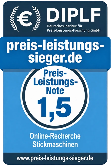 Unser Preis-Leistungs-Siegel 1,5 – Stickmaschinen