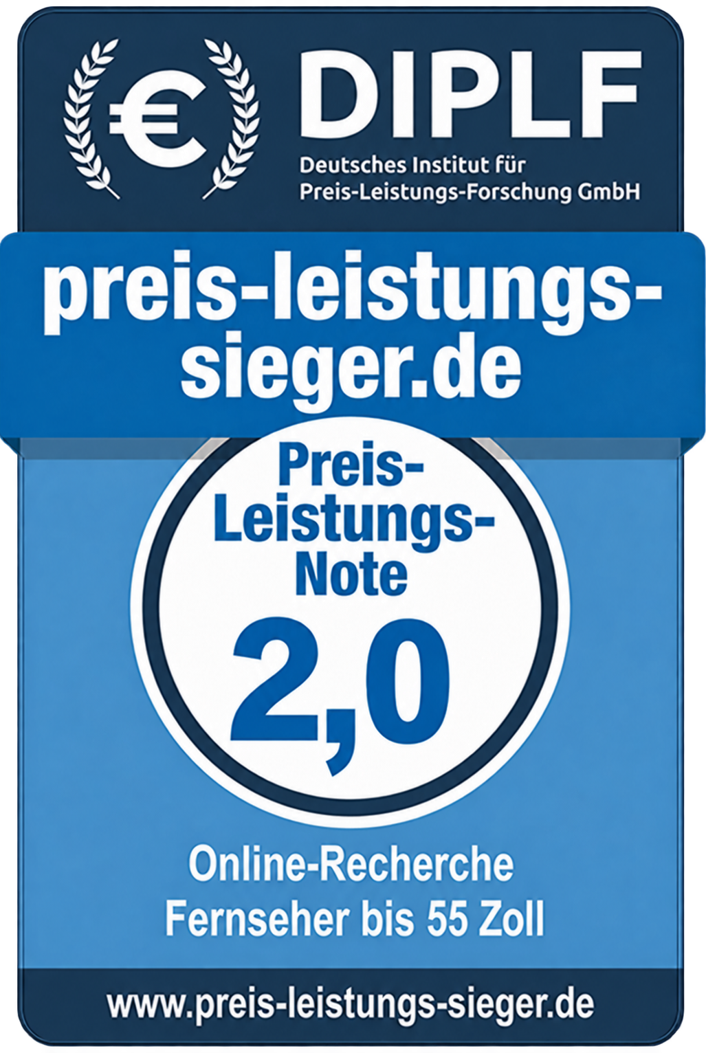 Redaktionelle Preis-Leistungs-Note 2,0 – Fernseher bis 55 Zoll