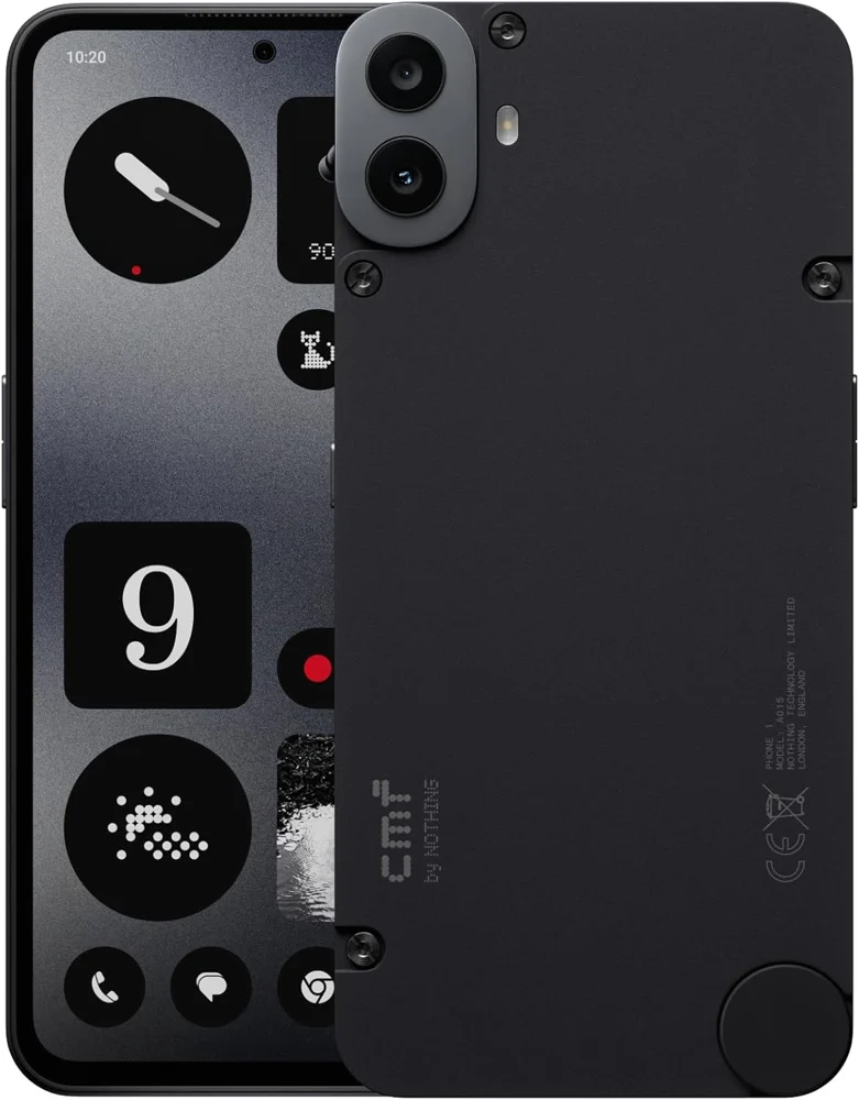 CMF Phone 1 in Schwarz, Vorder- und Rückseite