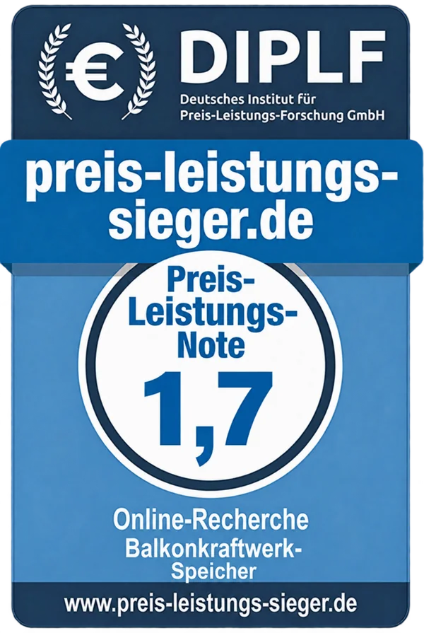 Eigene Preis-Leistungs-Note 1,7 für Balkonkraftwerk-Speicher
