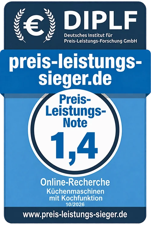 Eigenes Preis-Leistungs-Siegel: Note 1,4 für Küchenmaschinen mit Kochfunktion, Oktober 2026