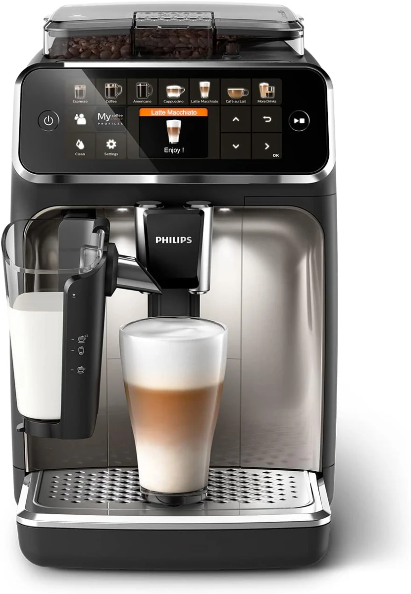 Philips 5400 LatteGo EP5447/90 mit Milchbehälter und Latte macchiato