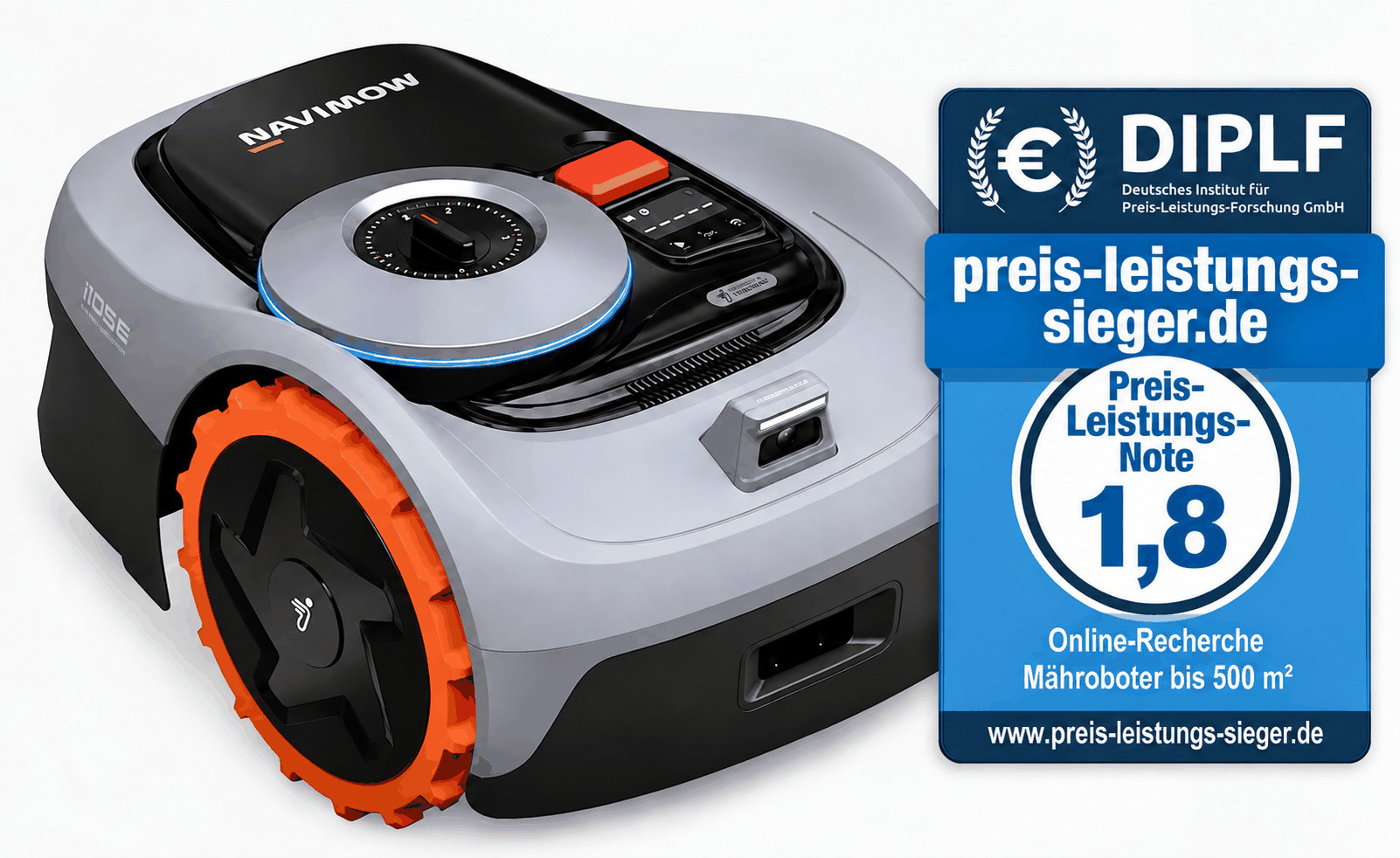 Segway Navimow i105E mit redaktionellem Preis-Leistungs-Siegel 1,8 für Mähroboter bis 500 m²