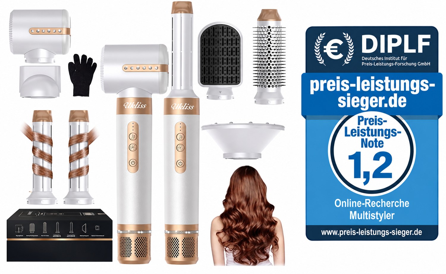 UKLISS 7 in 1 mit eigenem Preis-Leistungs-Siegel 1,2 – Online-Recherche, Multistyler.