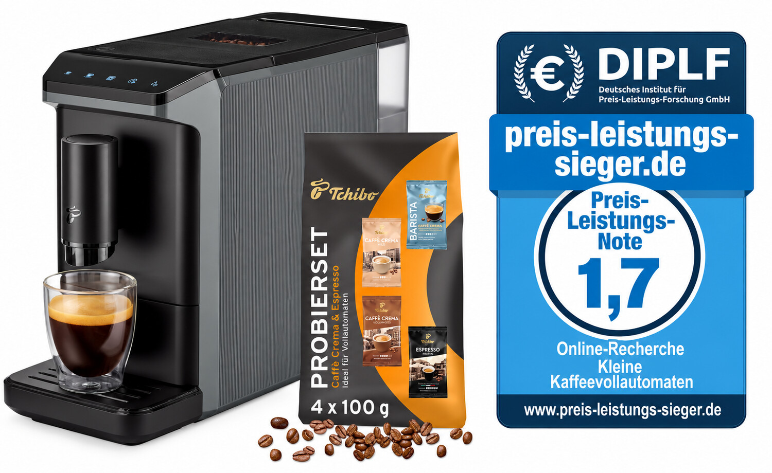 Tchibo Esperto mini – Kleine Kaffeevollautomaten, redaktionelle Preis-Leistungs-Note 1,7