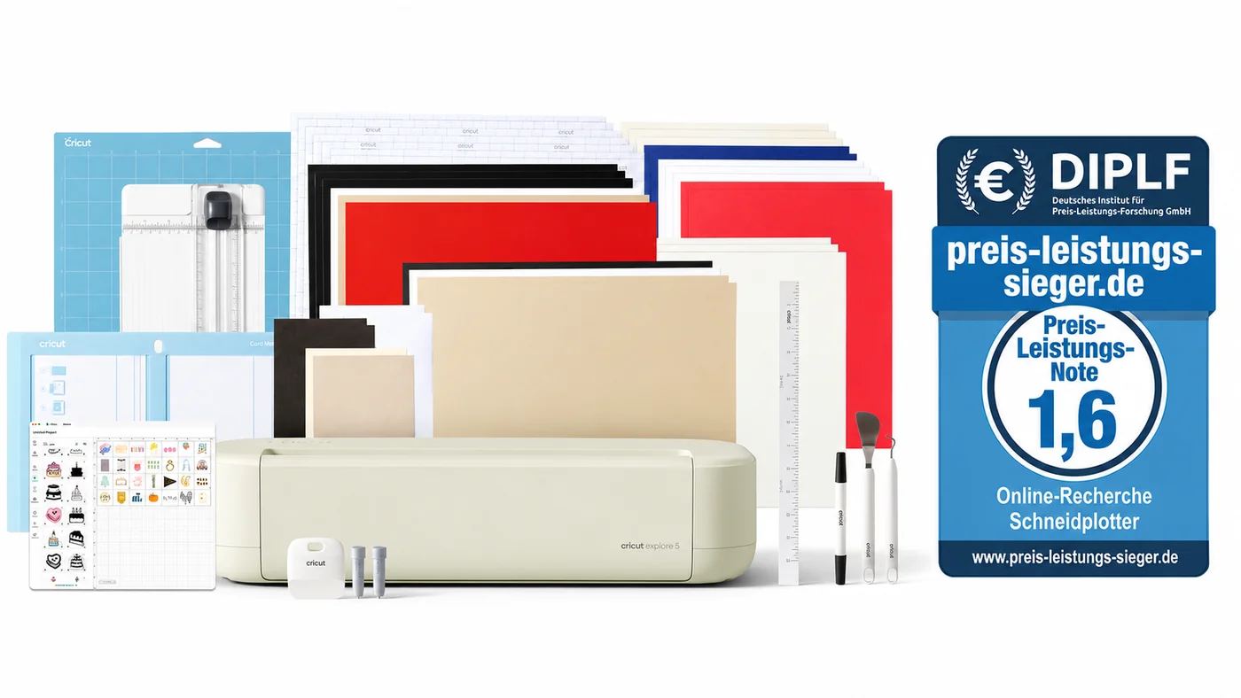 Cricut Explore 5 Essentials Bundle mit unserem Preis-Leistungs-Siegel 1,6