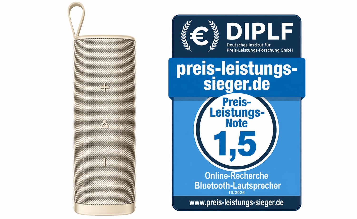 Xiaomi Sound Outdoor Gold mit eigenem PLS-Siegel 1,5 · Titelmotiv/KI-Montage